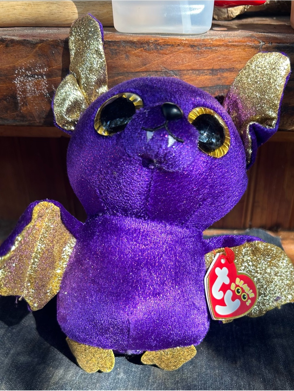 Ty Beanie Boo Purple & Gold Bat Plush Toy - Soft Collectible for Kids